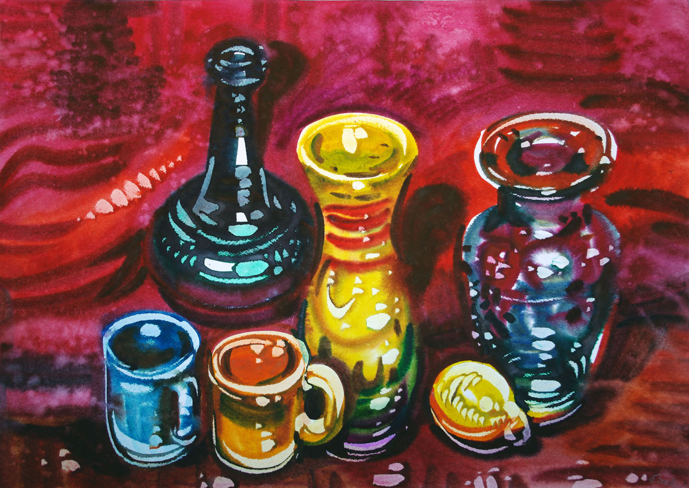 Вазы на красном.